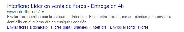 google serp interflora lider en venta de flores