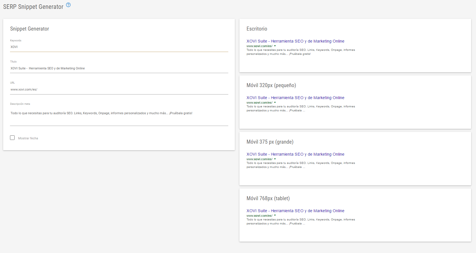 Website relaunch Serp Snippet Generator